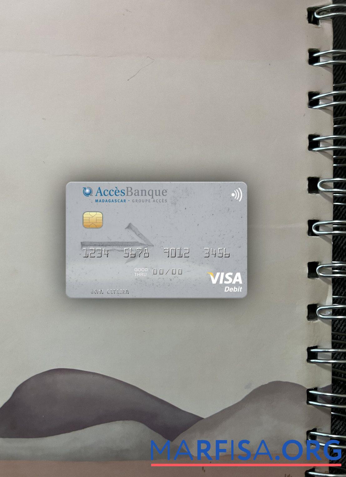 Realistic Madagascar AccèsBanque visa debit card photolook front real example